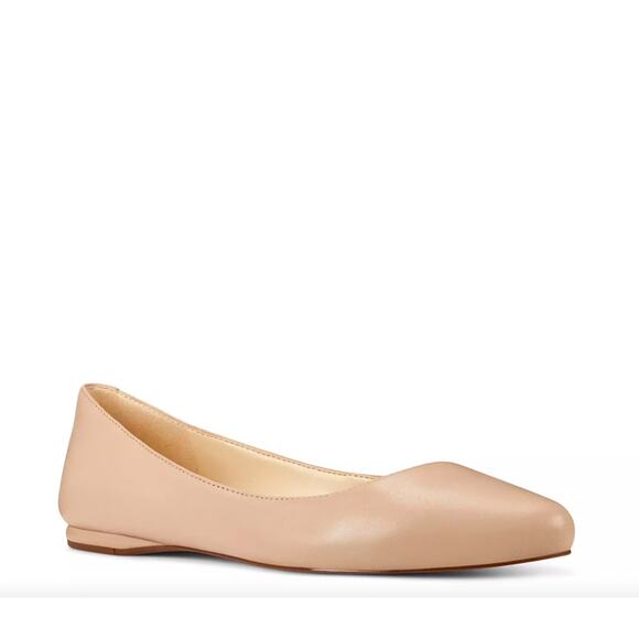 Nine West Womens Speakup Ballet Flats Size 7 Nude Beige Leather NWOB - Picture 1 of 12